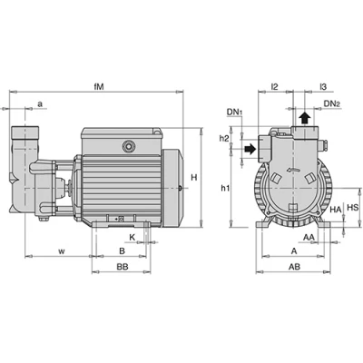 Насос моноблочный, самовсасывающий Calpeda CAM 80E поверхностный, корпус - чугун, мощность - 0.45кВт, напор - 36м, производительность - 32л/мин, 220В