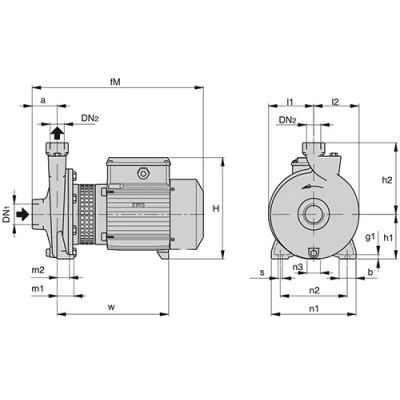 Насосы центробежные, моноблочные Calpeda BNM4 25 резьбовые, поверхностные, корпус - бронза, мощность - 0.75кВт, напор - 14.5м, производительность - 220л/мин, 380В