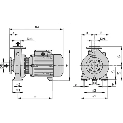 Насосы центробежные, моноблочные Calpeda BNM4 100 фланцевые, поверхностные, корпус - бронза, мощность - 3-5.5кВт, напор - 9.4-15.2м, производительность - 2500-3200л/мин, 380В