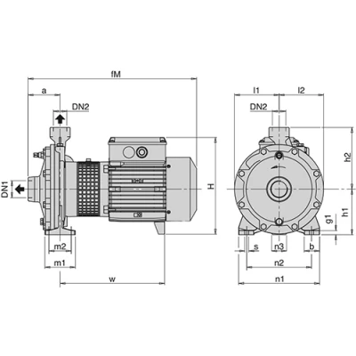 Насосы центробежные, моноблочные Calpeda BNMDM 20 резьбовые, поверхностные, корпус - бронза, мощность - 0.45-1.5кВт, напор - 33-57.5м, производительность - 60-100л/мин, 220/380В