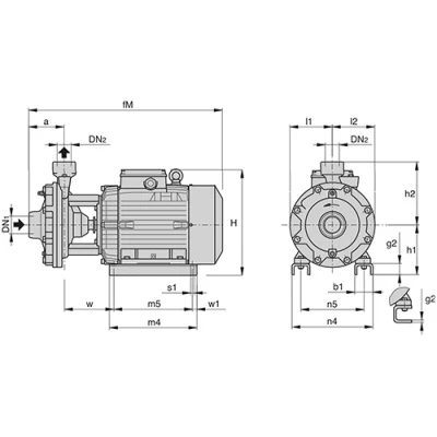 Насосы центробежные, моноблочные Calpeda BNMD 40 резьбовые, поверхностные, корпус - бронза, мощность - 4-9.2кВт, напор - 60-94м, производительность - 400л/мин, 380В