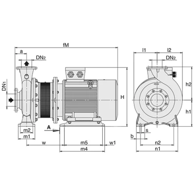 Насосы центробежные, моноблочные Calpeda BNMS4 80 фланцевые, поверхностные, корпус - бронза, мощность - 18.5-37кВт, напор - 39.1-61.4м, производительность - 2200-3000л/мин, 380В