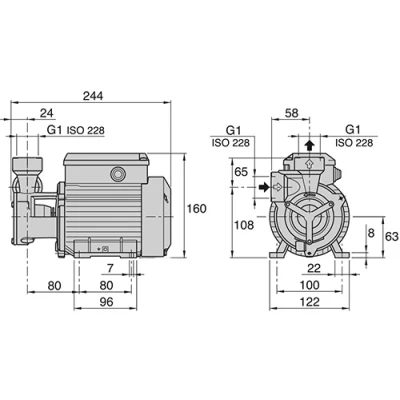 Насосы моноблочные Calpeda B-TM поверхностные, корпус - бронза, мощность - 0.45кВт, напор - 44м, производительность - 50л/мин, 220В