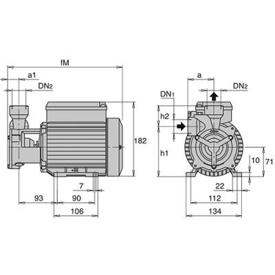 Насосы моноблочные Calpeda B-TPM поверхностные, корпус - бронза, мощность - 0.37кВт, напор - 75м, производительность - 17л/мин, 220В