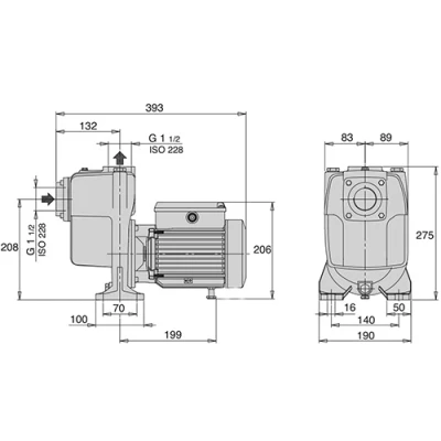 Насосы центробежные, самовсасывающие Calpeda B-A 40 поверхностные, корпус - бронза, мощность - 0.55-0.75кВт, напор - 12.9-15.4м, производительность - 300л/мин, 380В