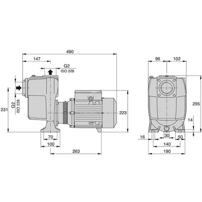 Насосы центробежные, самовсасывающие Calpeda B-AM 50 поверхностные, корпус - бронза, мощность - 1.5кВт, напор - 19.5м, производительность - 550л/мин, 220В