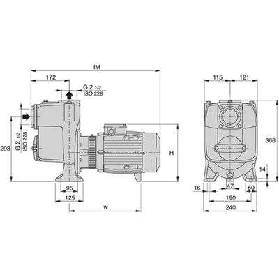 Насосы центробежные, самовсасывающие Calpeda B-A 65 поверхностные, корпус - бронза, мощность - 2.2-4кВт, напор - 17.5-29м, производительность - 800-950л/мин, 380В