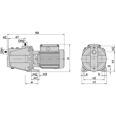 Насосы моноблочные, самовсасывающие, центробежные Calpeda BNGM поверхностные, корпус - бронза, мощность - 1.5кВт, напор - 51.5-64.5м, производительность - 100-158л/мин, 220В