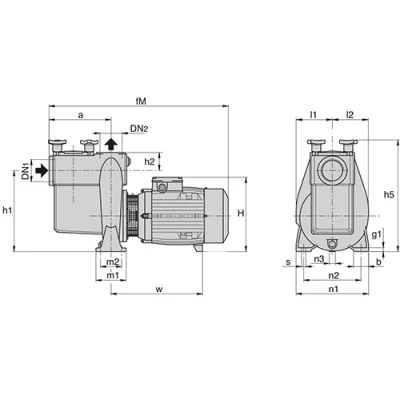 Насосы центробежные, самовсасывающие Calpeda NMPM поверхностные, корпус - чугун, мощность - 0.55-1.5кВт, напор - 12-22.5м, производительность - 250-1000л/мин, 220В