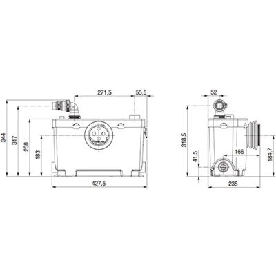 Установка канализационная Calpeda GEOCOMP поверхностная, корпус - полимер, мощность - 0.4кВт, напор - 7.1м, производительность - 90л/мин, 220В