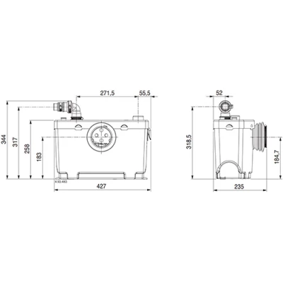 Установка канализационная Calpeda GEOTRIT поверхностная, корпус - полимер, мощность - 0.4кВт, напор - 7.1м, производительность - 90л/мин, 220В