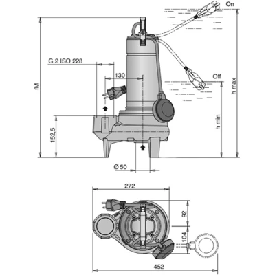 Насос дренажный Calpeda GQNM 50-15 погружной, корпус - чугун, мощность - 1.1кВт, напор - 13.5м, производительность - 700л/мин, 220В