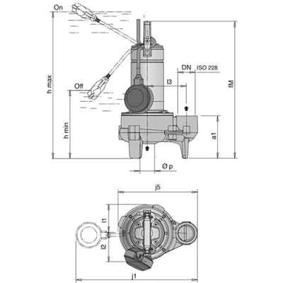 Насос дренажный Calpeda GQSM 40-9 погружной, корпус - чугун, мощность - 0.45кВт, напор - 8.8м, производительность - 350л/мин, 220В