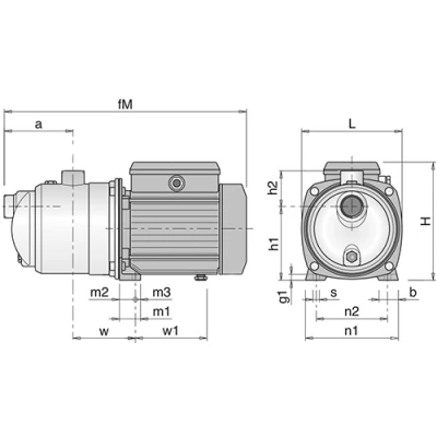 Насосы многоступенчатые Calpeda MXAM поверхностные, корпус - нержавеющая сталь, мощность - 0.37кВт, напор - 28м, производительность - 67л/мин, 220В
