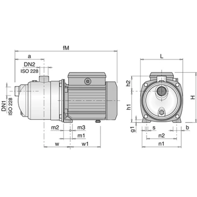 Насосы многоступенчатые Calpeda MXPM поверхностные, корпус - нержавеющая сталь, мощность - 0.25-0.37кВт, напор - 19-29м, производительность - 75-120л/мин, 220В