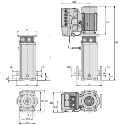 Насосы многоступенчатые Calpeda MXV EI 32 поверхностные, корпус - нержавеющая сталь, мощность - 1.1-4кВт, напор - 41.5-166м, производительность - 133л/мин, 380В