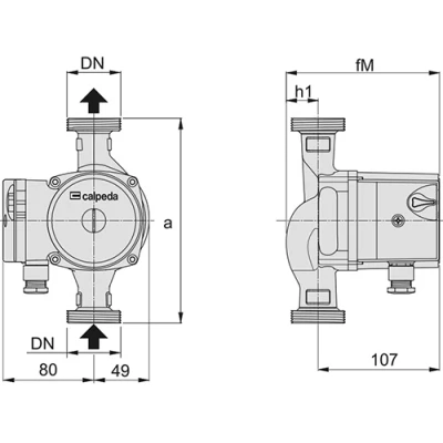 Насос циркуляционный Calpeda NC3 25-60/180 поверхностный, корпус - бронза, мощность - 0.044кВт, напор - 5м, производительность - 53л/мин, 220В