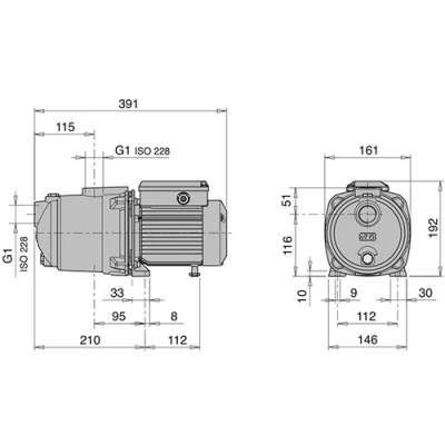 Насосы моноблочные, самовсасывающие, центробежные Calpeda NGL поверхностные, корпус - чугун, мощность - 0.65-0.75кВт, напор - 40-45.9м, производительность - 60-75л/мин, 380В