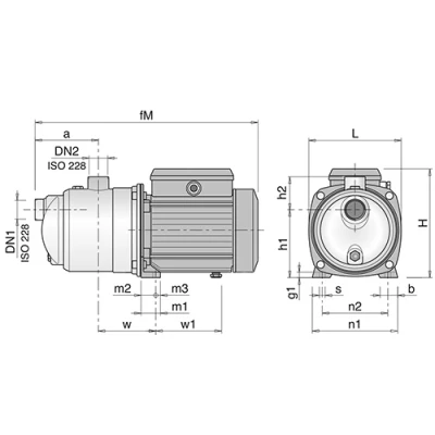 Насосы моноблочные, самовсасывающие, центробежные Calpeda NGX поверхностные, корпус - нержавеющая сталь, мощность - 0.65-1.5кВт, напор - 34.8-54.7м, производительность - 60-140л/мин, 380В