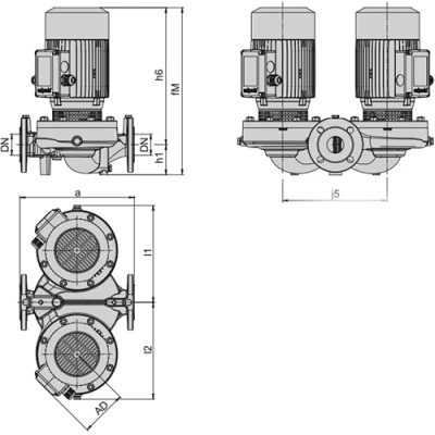 Насосы циркуляционные Calpeda NRD поверхностные, корпус - чугун, мощность - 1.1-4кВт, напор - 13.3-34.2м, производительность - 900-2000л/мин, 380В