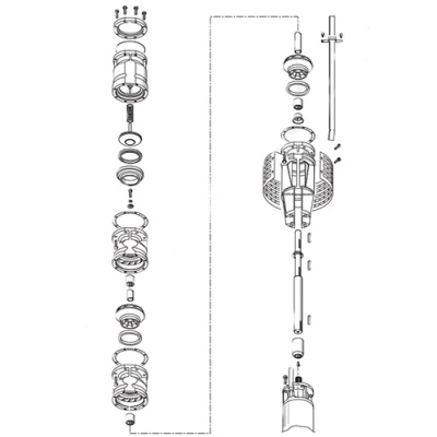 Насос скважинный Calpeda 10SDS 190/4 погружной, корпус - чугун, мощность - 92кВт, напор - 153м, производительность - 4167л/мин, 380В