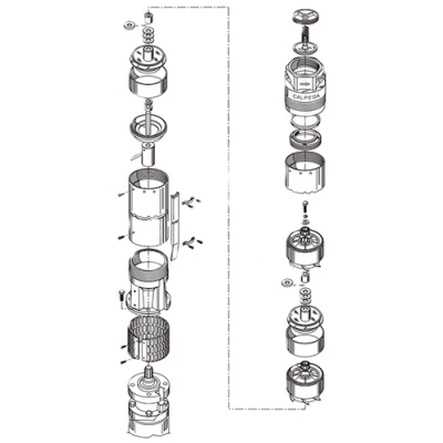 Насосы скважинные Calpeda 6SD 20 погружные, корпус - нержавеющая сталь, мощность - 5.5-30кВт, напор - 31-202м, производительность - 950л/мин, 380В