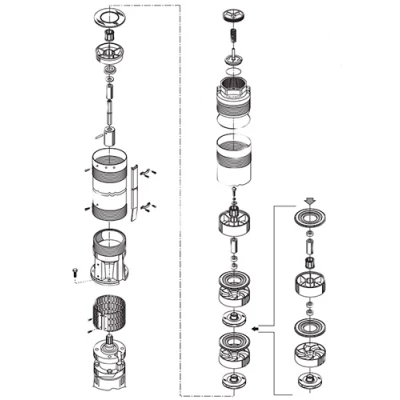 Насосы скважинные Calpeda 6SDN 12 погружные, корпус - нержавеющая сталь, мощность - 4-15кВт, напор - 102-345м, производительность - 300л/мин, 380В