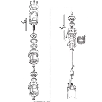 Насос скважинный Calpeda 8SDS 100/14 погружной, корпус - чугун, мощность - 92кВт, напор - 301м, производительность - 2083л/мин, 380В