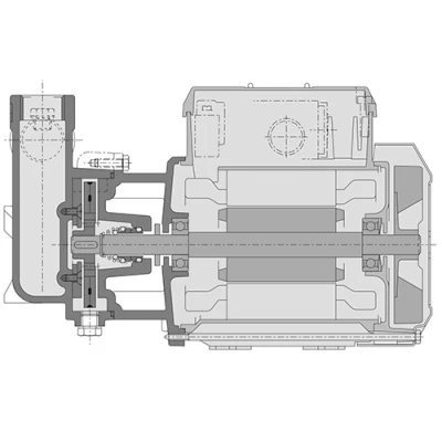 Насос моноблочный, самовсасывающий Calpeda CAM 80E поверхностный, корпус - чугун, мощность - 0.45кВт, напор - 36м, производительность - 32л/мин, 220В