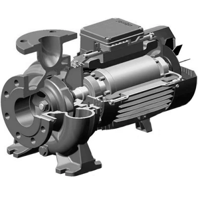 Насосы центробежные, моноблочные Calpeda NM4 40 фланцевые, поверхностные, корпус - чугун, мощность - 0.37-3кВт, напор - 6.1-22.9м, производительность - 350-500л/мин, 380В