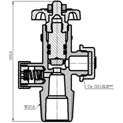Вентиль баллона Цветлит ВБ-2ПК L=26 мм с предохранительным клапаном