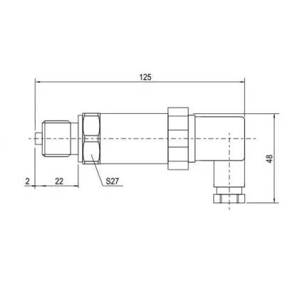 Датчик давления INNOCONT IPS-16-G G1/2″ Ру16, температура - 125°C, корпус - нержавеющая сталь, напряжение - 36В, класс точности - 0.5%, разъем DIN 43650 A, выход 4...20мА