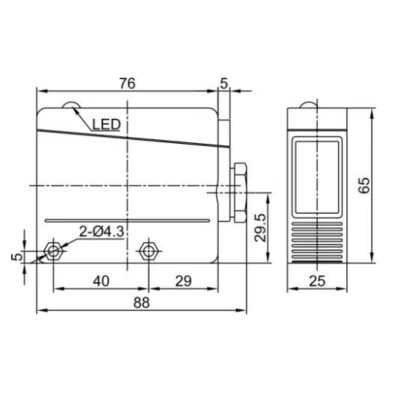 Датчики оптические LANBAO PTL, прямоугольные, материал корпуса - пластик, инфракрасный светодиод/красный свет, настройка - NO/NC, рабочая дистанция - 5-12м, напряжение - 30В, IP67