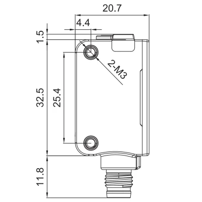 Датчик рефлекторный LANBAO PSE-PM4DNBR-E3 с поляризационным фильтром, прямоугольный, материал корпуса - пластик, красный свет - 640нм, выход - NPN, настройка - NO/NC, рабочая дистанция - 4м, напряжение - 30В, IP67, разъем - M8 4-pin