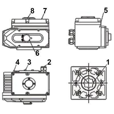 Эскиз деталировки электроприводов DN.ru E34-N-xEM-O1-220VAC-У1