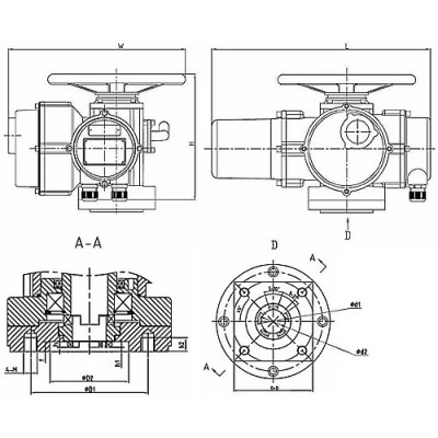 Электропривод многооборотный DN.ru MT-N-007M-O2-380VAC-У1 380В пятикулачковый, ОСТ-фланец тип А, крутящий момент 70Нм