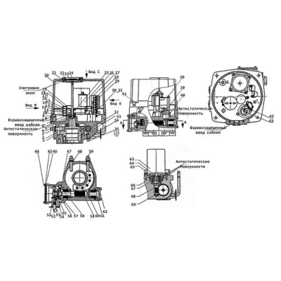 Эскиз деталировки электроприводов DN.ru QT-EX-xEM-O2-24VDC-У1