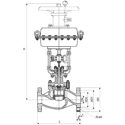 Клапаны отсечные односедельные DN.ru 22нж15нж VIS3535M-F-MIM-NO Ду15-300 Ру16 фланцевые с МИМ, корпус - нержавеющая сталь 12Х18Н9ТЛ, нормально открытые