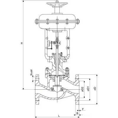 Клапаны отсечные односедельные DN.ru 22с32нж VIS2131M-F-MIM-NC Ду15-300 Ру25 фланцевые с МИМ, корпус - сталь 25Л, нормально закрытые