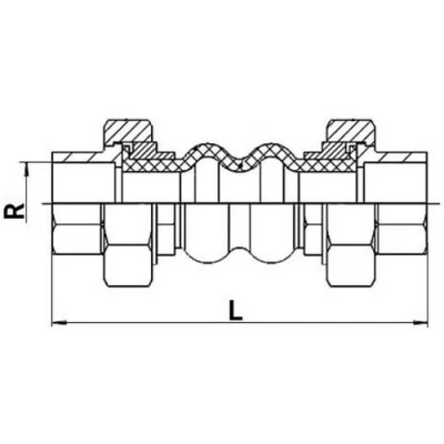 Компенсатор резиновый DN.ru EPDM-CIz-T Ду65 Ру10/16, резиновая вставка (корпус) - EPDM, тип присоединения - резьбовой, материал резьбовых элементов - чугун оцинкованный (опрессовано)