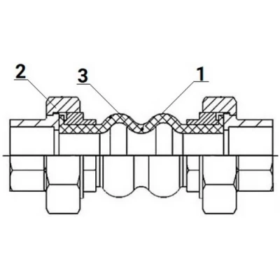 Компенсатор резиновый DN.ru EPDM-CIz-T Ду65 Ру10/16, резиновая вставка (корпус) - EPDM, тип присоединения - резьбовой, материал резьбовых элементов - чугун оцинкованный (опрессовано)