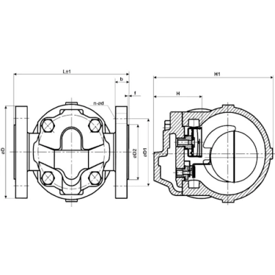 Конденсатоотводчик поплавковый DN.ru STF1331-F Ду20 Ру16 фланцевый, корпус - чугун GGG40