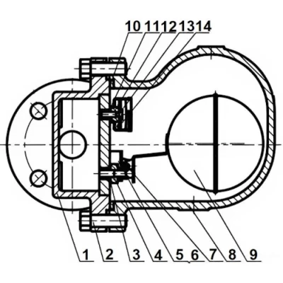 Конденсатоотводчик поплавковый DN.ru STF1331-F Ду50 Ру16 фланцевый, корпус - чугун GGG40