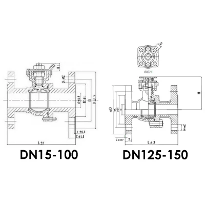 Краны шаровые DN.ru BV3232P(2pc)-FP-F-ISO-H Ду20-150 Ру16/40 полнопроходные двухходовые, нержавеющая сталь 316, фланцевые, уплотнение - PTFE, с пневмоприводом PA-SA, пневмораспределителем 4М310-08 24В NAMUR и БКВ APL-410N EX