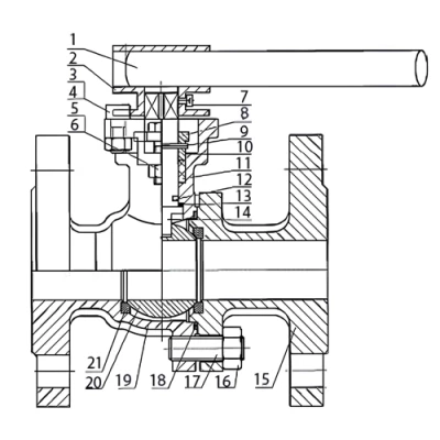 Кран шаровой DN.ru BV3232P(2pc)-FP-F-ISO-H Ду125 Ру16, корпус - нержавеющая сталь 316, уплотнение - PTFE, полнопроходной фланцевый с ISO-фланцем и рукояткой, 27х27, F10/F12