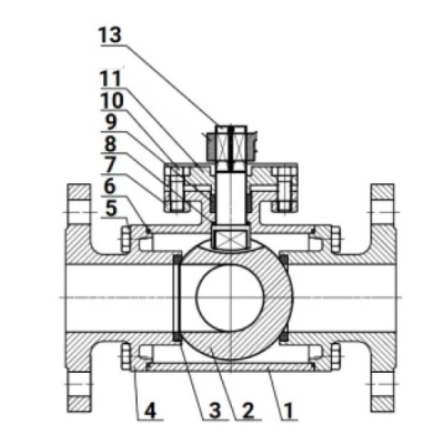 Кран шаровой DN.ru BV3232P(4pc)-FP-3WL-F-ISO-H Ду65 Ру16 3-ходовой, полнопроходной, фланцевый, корпус - нержавеющая сталь SS316, уплотнение - PTFE, с электроприводом DN.ru QT-N-008EM-O1-220VAC-У1 HARK