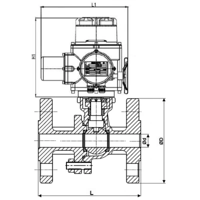 Краны шаровые DN.ru BV3232P(2pc)-FP-F-ISO-H WDVF Ду50-100 Ру40/16 полнопроходные, фланцевые, корпус - нержавеющая сталь 316, уплотнение - PTFE, с электроприводом DN.ru QT-EX-M-O2-220VAC-У1