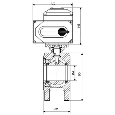 Краны шаровые DN.ru BV3232P-FP-Fb-ISO-H WDVF Ду50 Ру16 полнопроходные, межфланцевые, корпус - нержавеющая сталь 316, уплотнение - PTFE, с электроприводом DN.ru QT-N-EM-A1-24VDC-У1 HARK