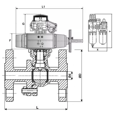 Краны шаровые DN.ru BV3232P(2pc)-FP-F-ISO-H WDVF Ду80-100 Ру16 полнопроходные, фланцевые, корпус - нержавеющая сталь 316, уплотнение - PTFE, с пневмоприводом PA-DA-105-1, пневмораспределителем 4М310-08 220В NAMUR, БКВ APL-510N EX и БПВ AFC2000