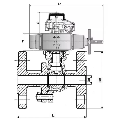 Краны шаровые DN.ru BV3232P(2pc)-FP-F-ISO-H WDVF Ду80-100 Ру16 полнопроходные, фланцевые, корпус - нержавеющая сталь 316, уплотнение - PTFE, с пневмоприводом PA-DA-105-1 и БКВ APL-410N EX